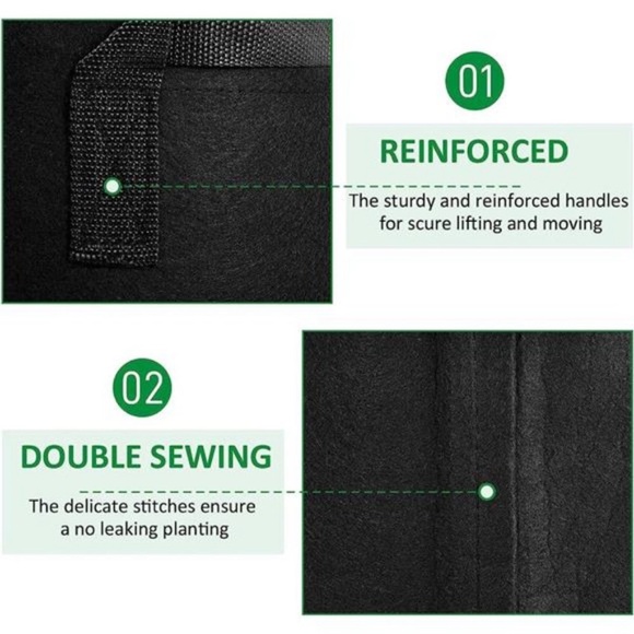 12-Pack 7Gallon Thickened Non-Woven Grow Bags, Aeration Fabric Pots with Handles - Picture 2 of 7